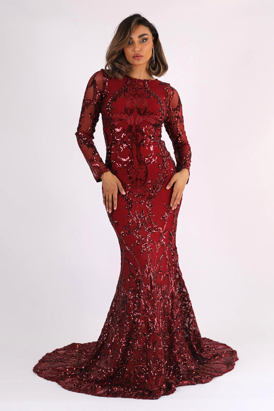 Long Sleeve Formal Dresses | Plus Size, V-neck, Fitted Gowns with Slit Noodz Boutique Long Sleeve Formal Dresses | Plus Size, V-neck, Fitted Gowns with Slit Noodz Boutique