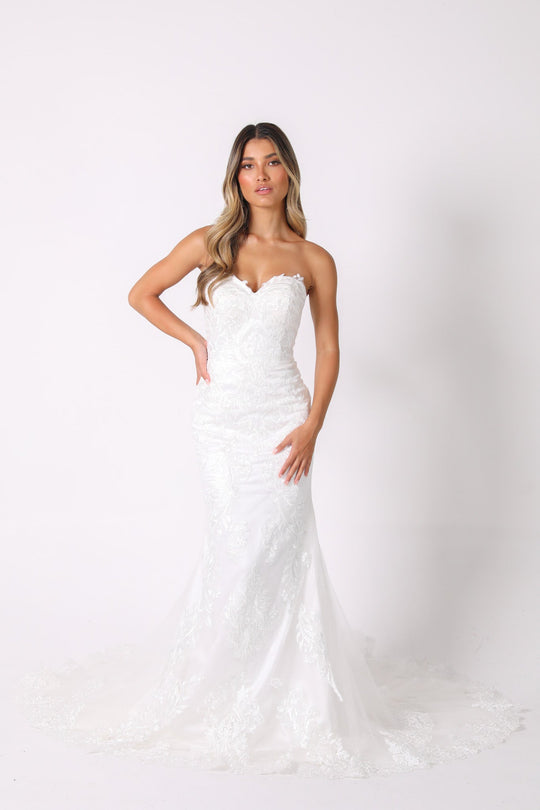 Ariyah Strapless Lace Wedding Gown - Ivory