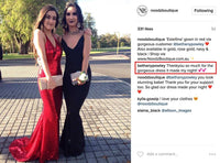 Customer photo and feedback for Red Estellina sequin gown from Noodz Boutique