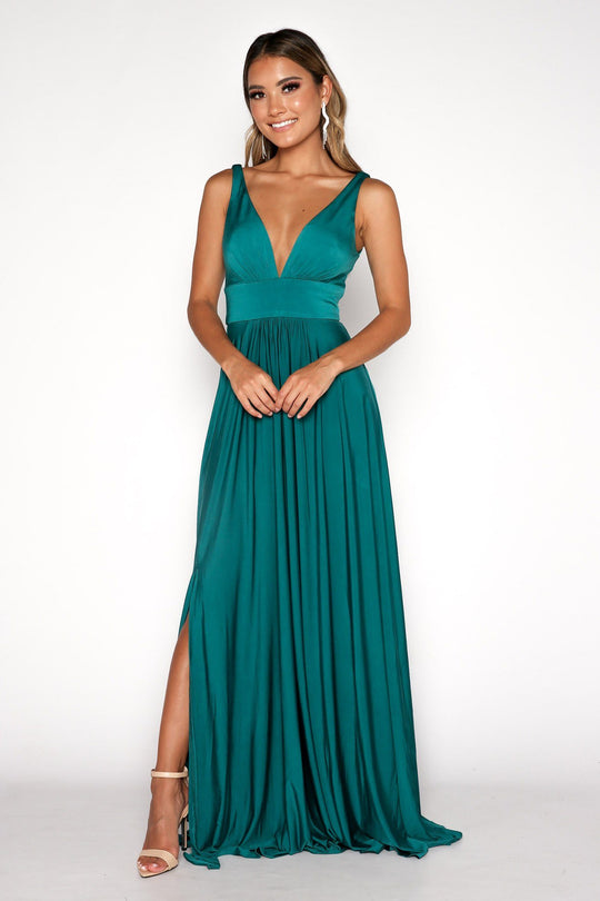 CATALINA A-Line Maxi Dress - Emerald (XS - last item)