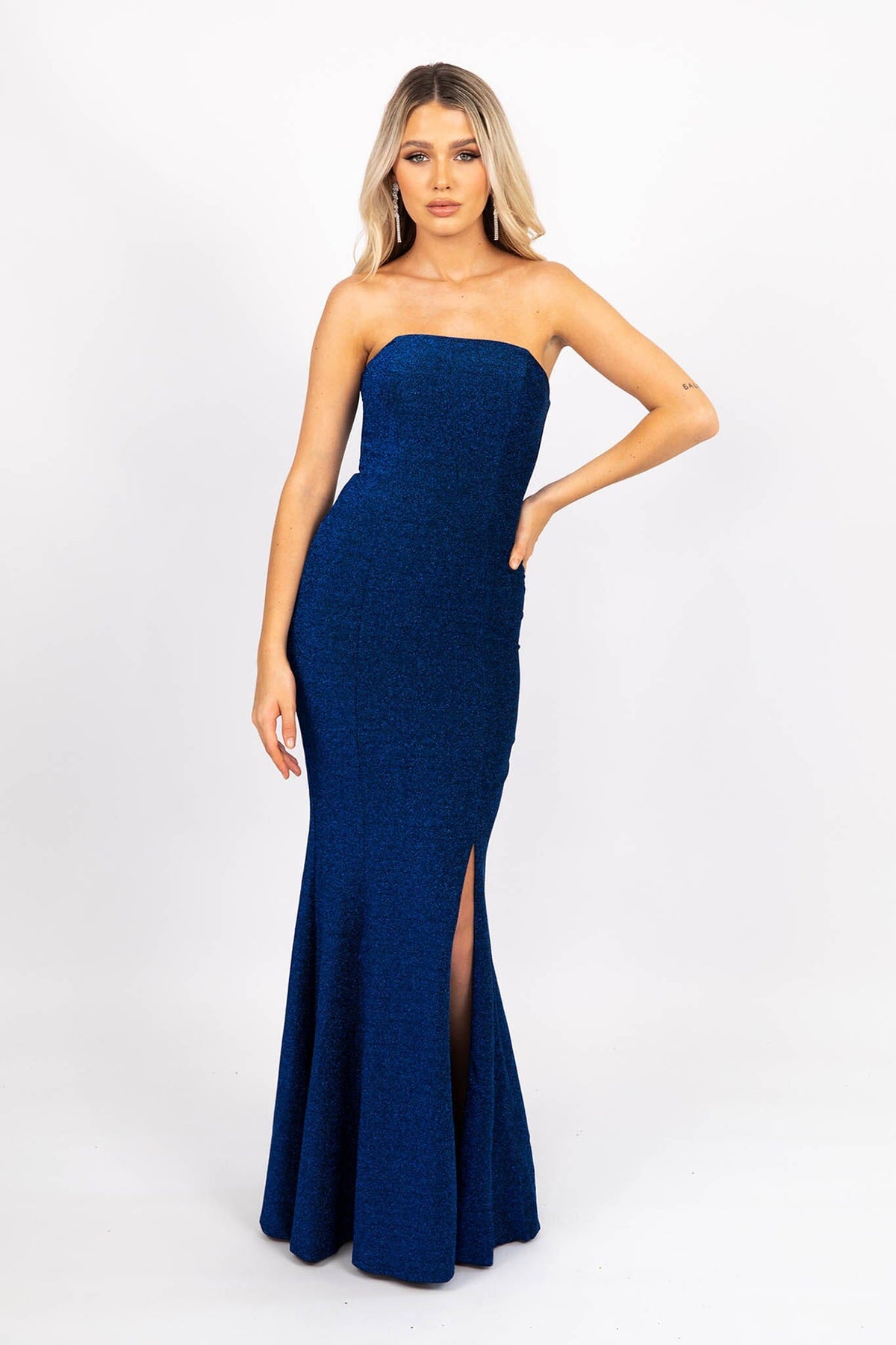 Cleo Strapless Maxi Dress - Shimmer Blue