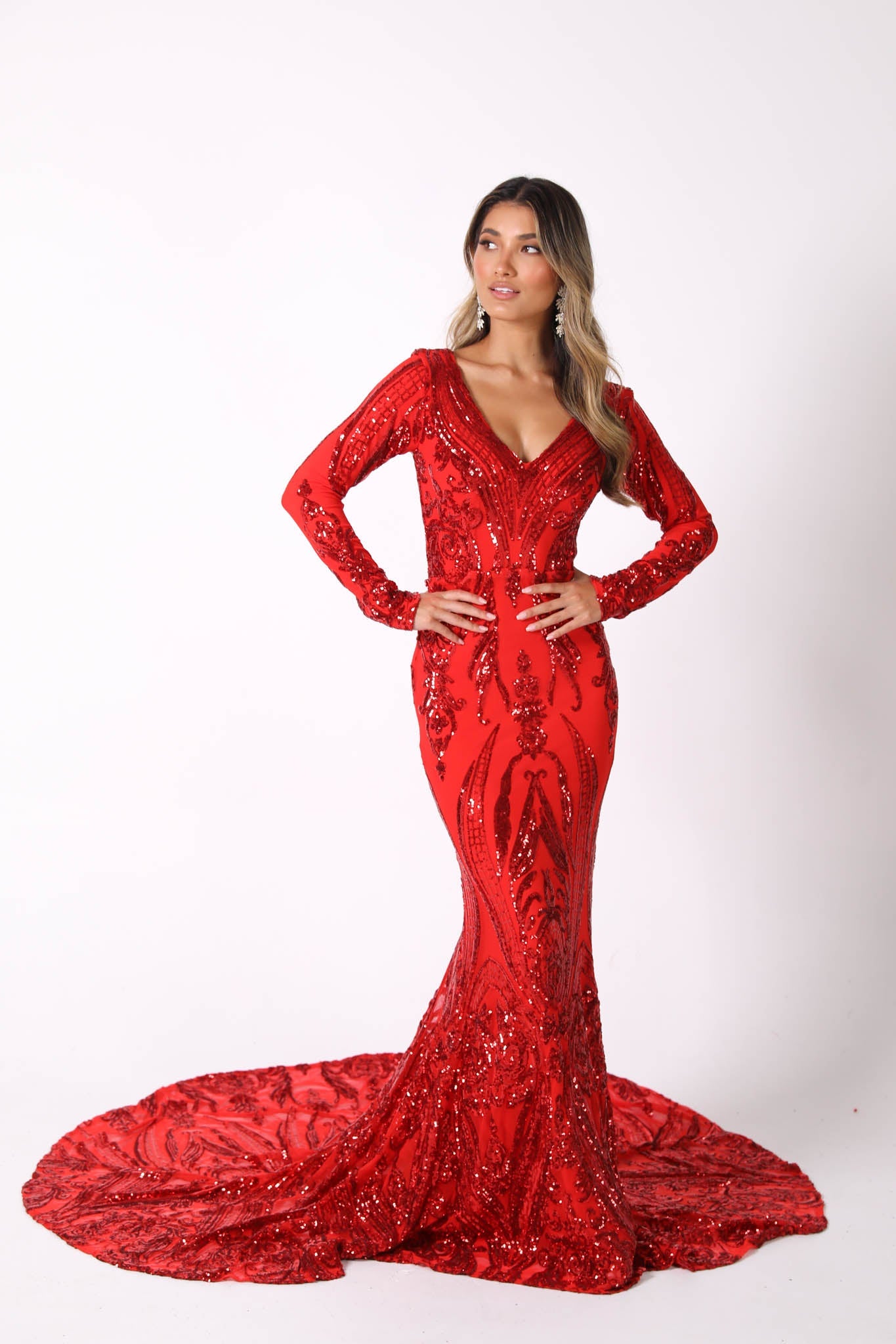 Jovani Dress 09695 | Red Beaded Prom Dress