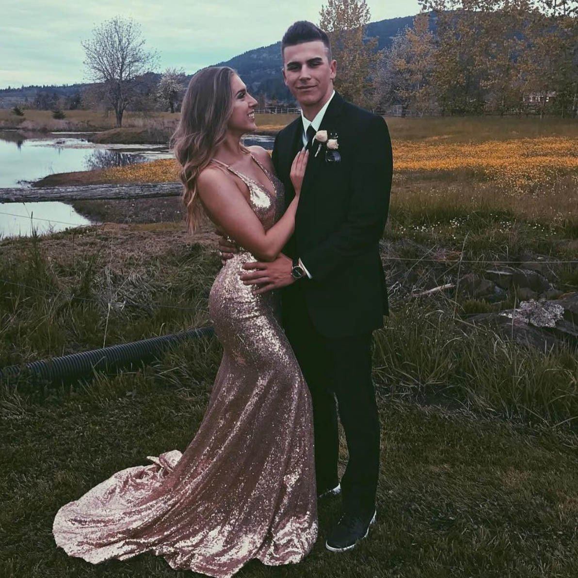 Customer photo for Rose Gold Estelle sequin gown by Noodz Boutique