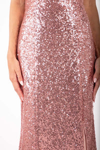 Fresia Lace Up Sequin Gown - Pink