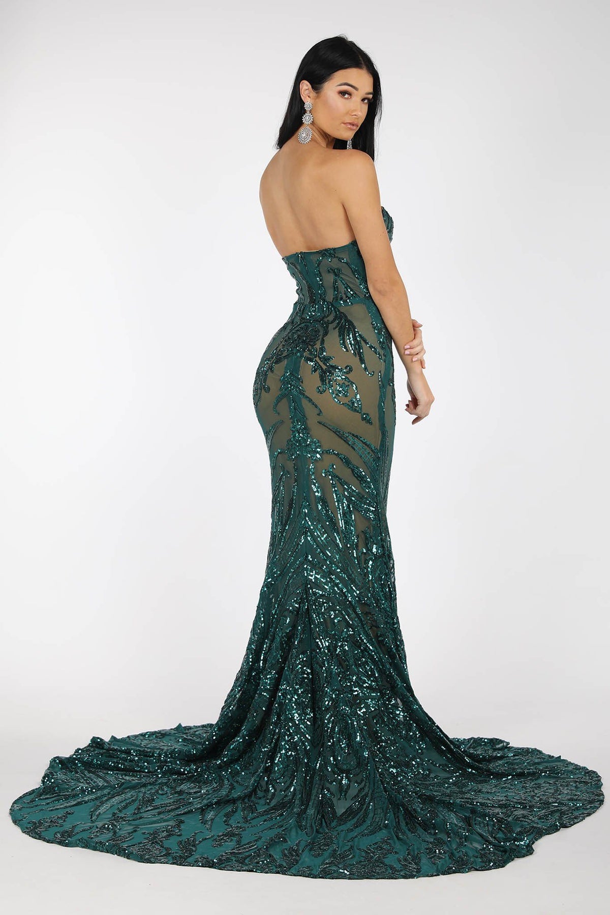 Gianna Gown Without Boned Bodice - Emerald/Nude