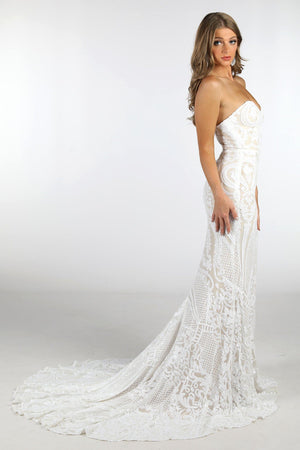 Gianna Gown - White/Nude – Noodz Boutique