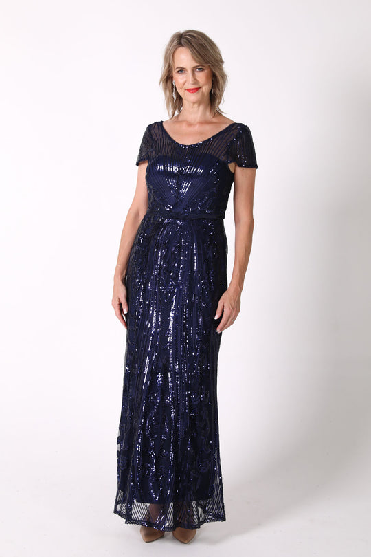 Greta Sequin Maxi Dress - Navy
