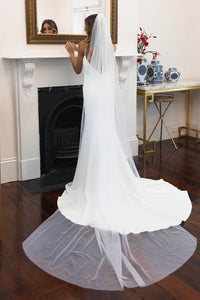 Long Cathedral Wedding Veil made from Sheer, Lightweight Flowing Tulle
