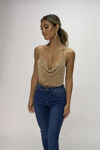 Kendall Diamante Crystal Top - Gold