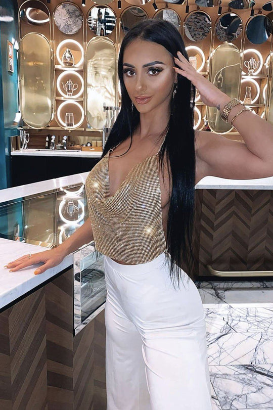 Kendall Diamante Crystal Top - Gold