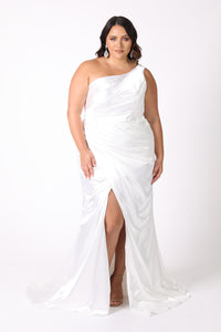 Kendra One Shoulder Satin Gown - Ivory
