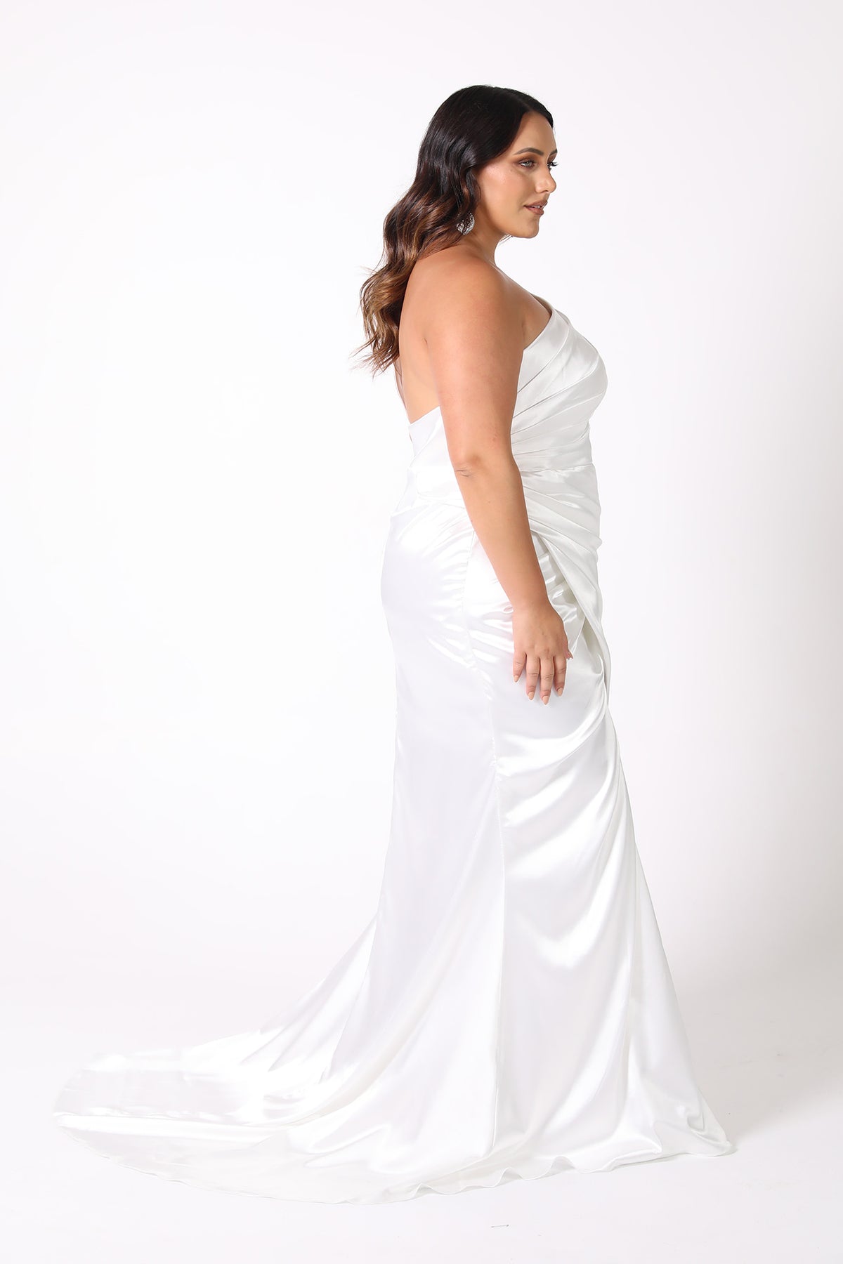 Kendra One Shoulder Satin Gown - Ivory