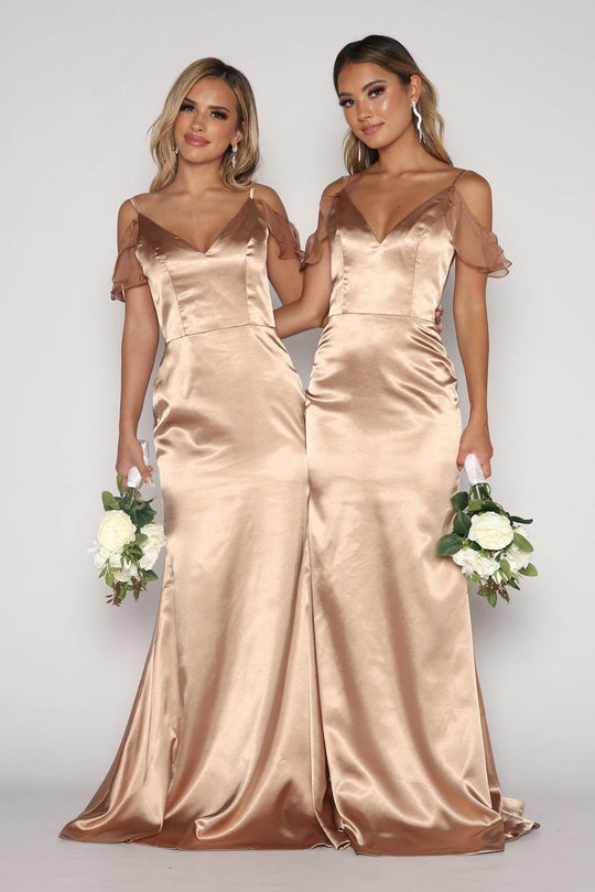 Malani Satin Maxi Dress - Champagne (XS - Clearance Sale)