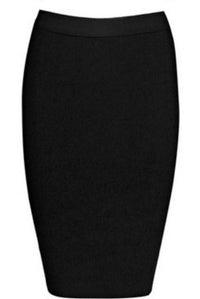Black midi knee length bandage pencil skirt