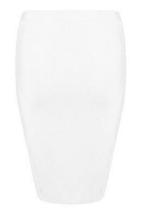 White midi knee length bandage pencil skirt