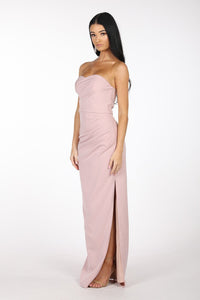 Nadia Strapless Column Maxi Dress - Dusty Pink