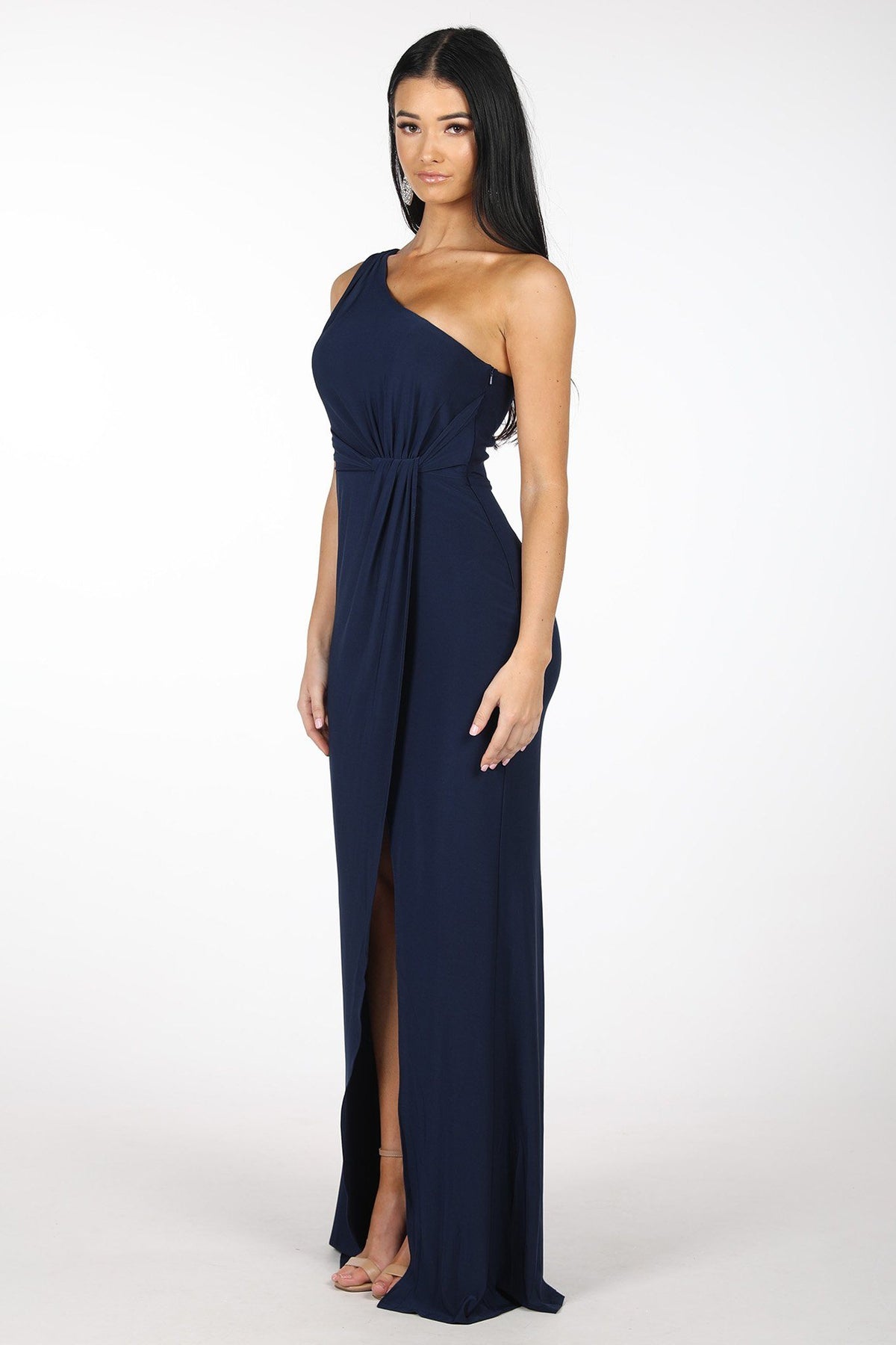 NELIA One Shoulder Maxi Column Dress - Navy – Noodz Boutique