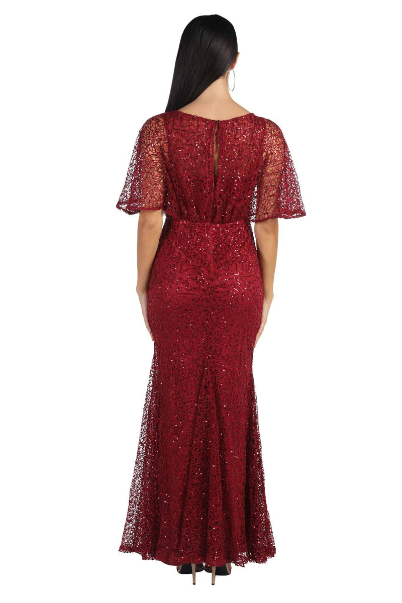 Opal Butterfly-Sleeve Sequin Maxi Dress - Wine