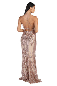 Romina Sequin Maxi Dress - Rose Gold