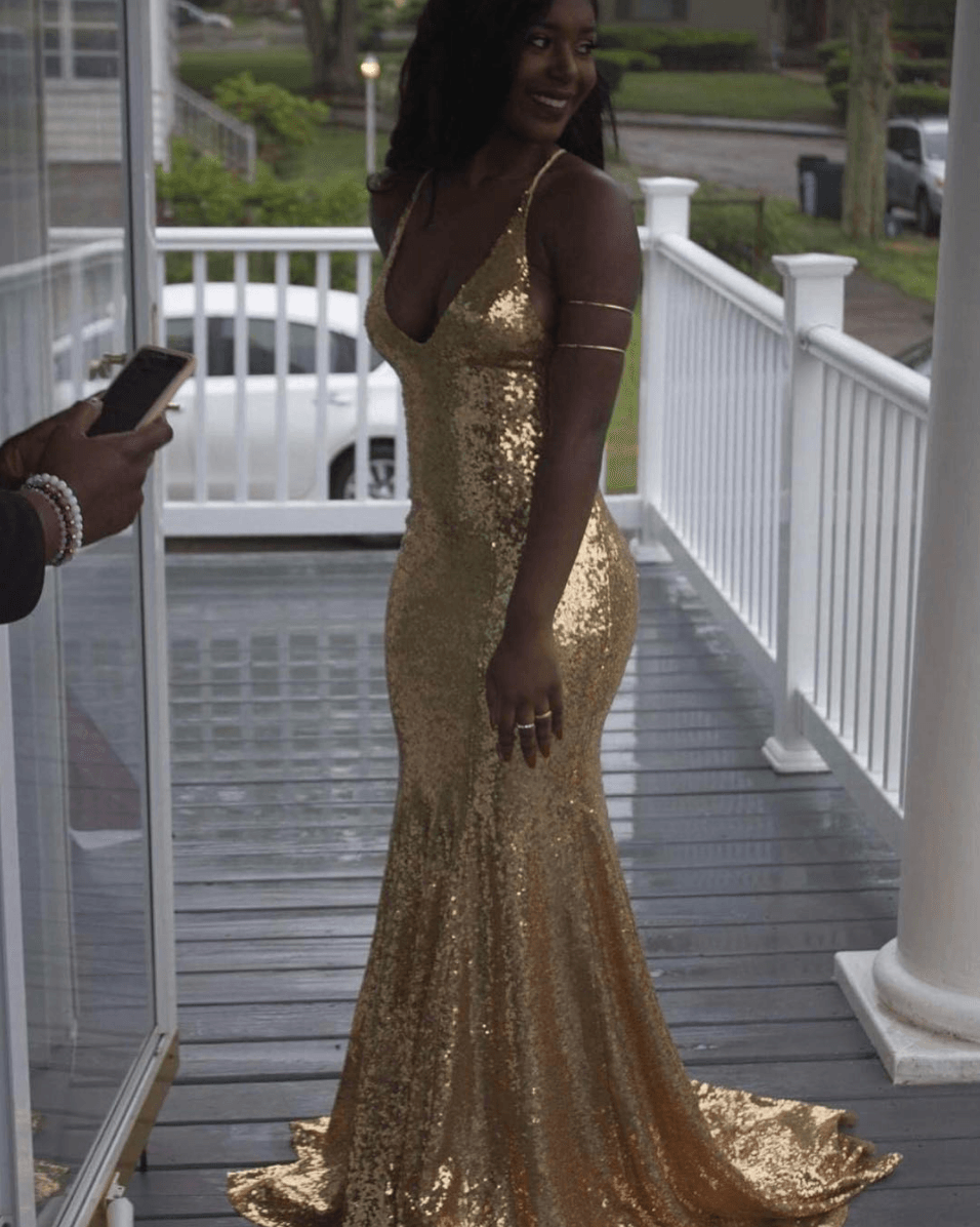 Gold sequin 2025 ball gown