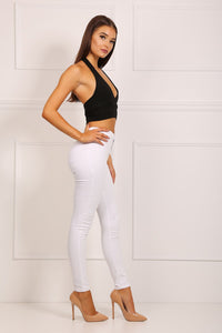 Mid Waist Skinny Jeans - White