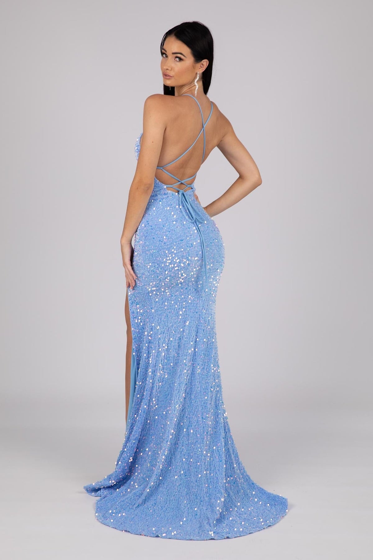 Zelda Side Slit Velvet Sequin Gown